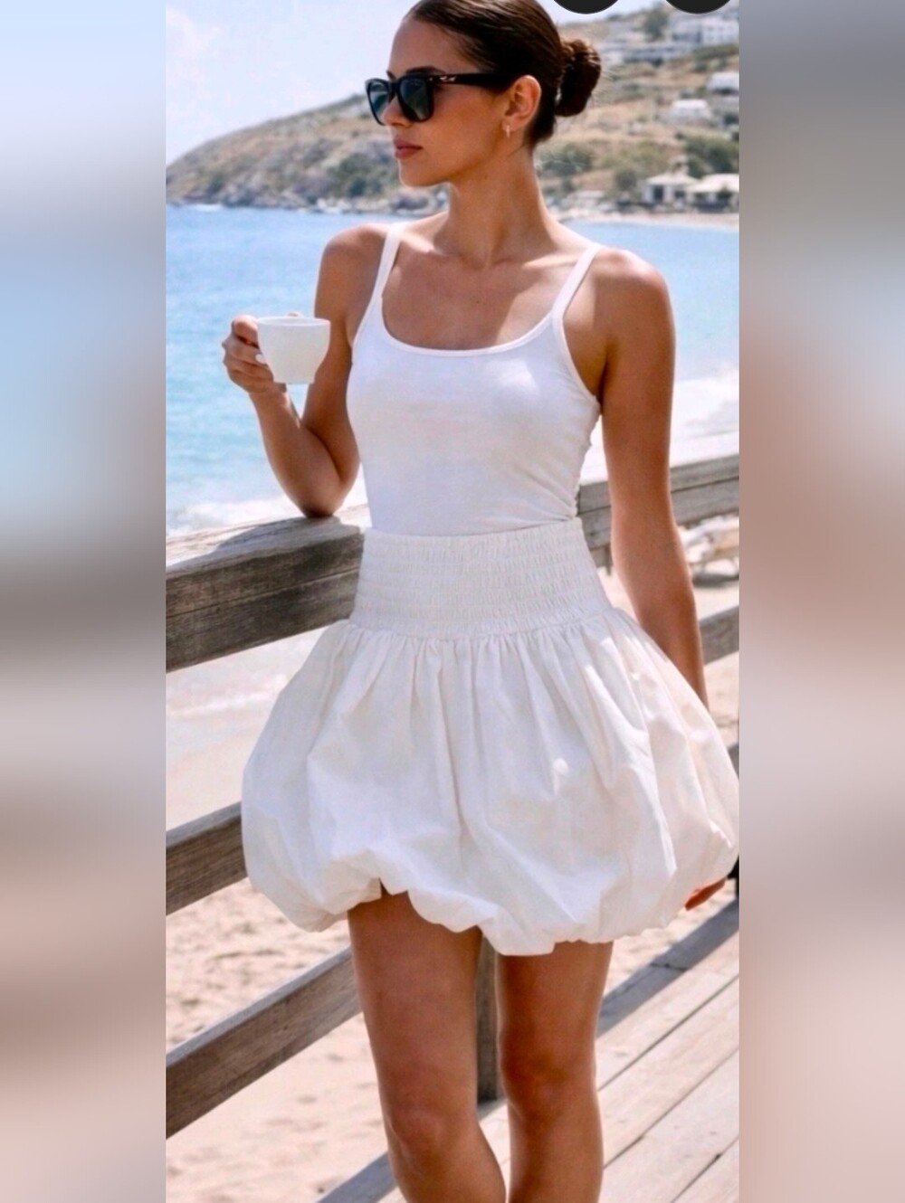 Torn by Ronny Kobo Florence White Bubble Hem Mini Skirt NWT XS Balletcore